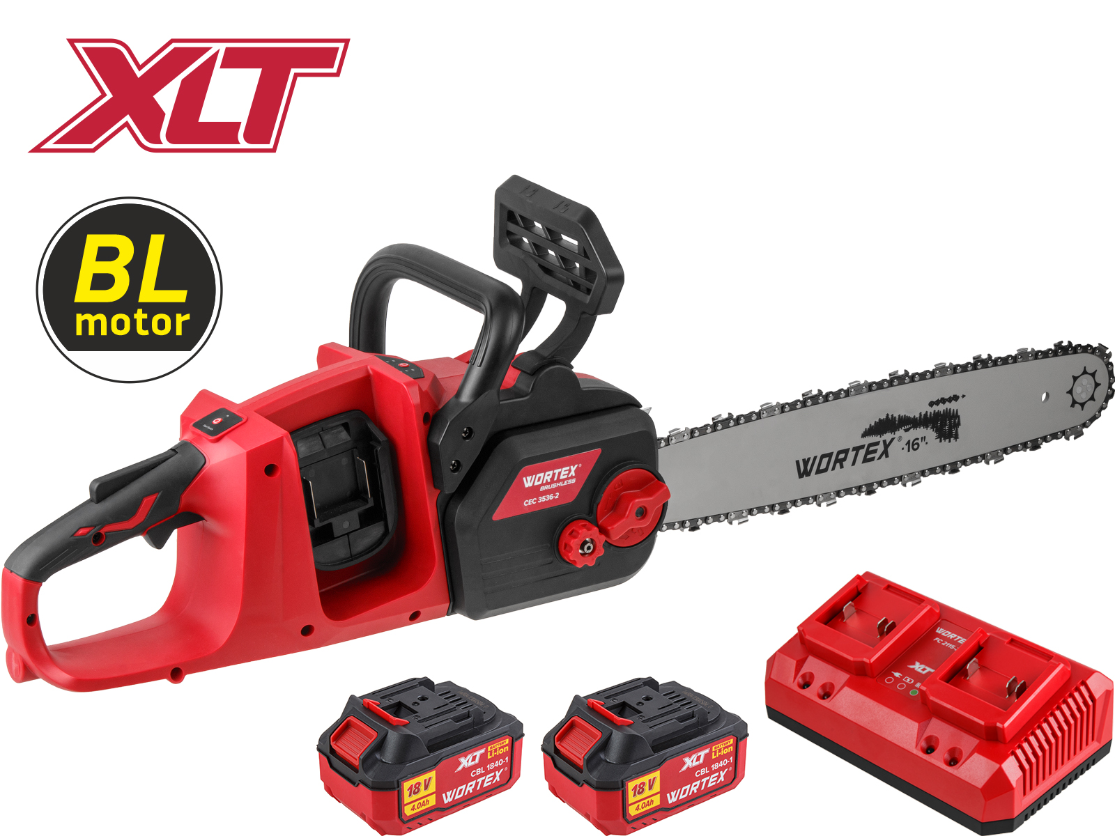 Аккум. пила цепная WORTEX CEC 3536-2 шина 40 см (16"), 3/8" LP, 1.3 мм ALL1 XLT SET БЕСЩЁТ, 18В+18В - фото1 Аккум. пила цепная WORTEX CEC 3536-2 шина 40 см (16"), 3/8" LP, 1.3 мм ALL1 XLT SET БЕСЩЁТ, 18В+18В - фото1