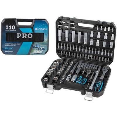 Набор головок и бит 110пр. 1/4",1/2" PRO STARTUL LE MANS (PRO-110L) (6 граней) - фото1