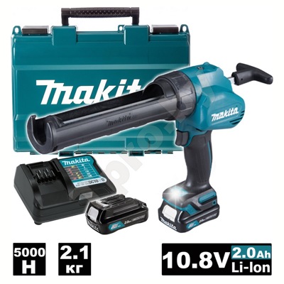 Makita CG100DWAEA, Пистолет для герметика ккумуляторный, 10,8В/2,0 Ач, кейс - фото1