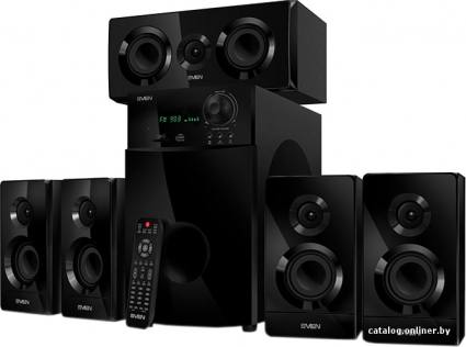 Акустика Sven HT-210 5.1, 125 Вт, 40-22000Ghz, Дерево, Пульт, LCD, FM, USB, Black Акустика Sven HT-210 5.1, 125 Вт, 40-22000Ghz, Дерево, Пульт, LCD, FM, USB, Black