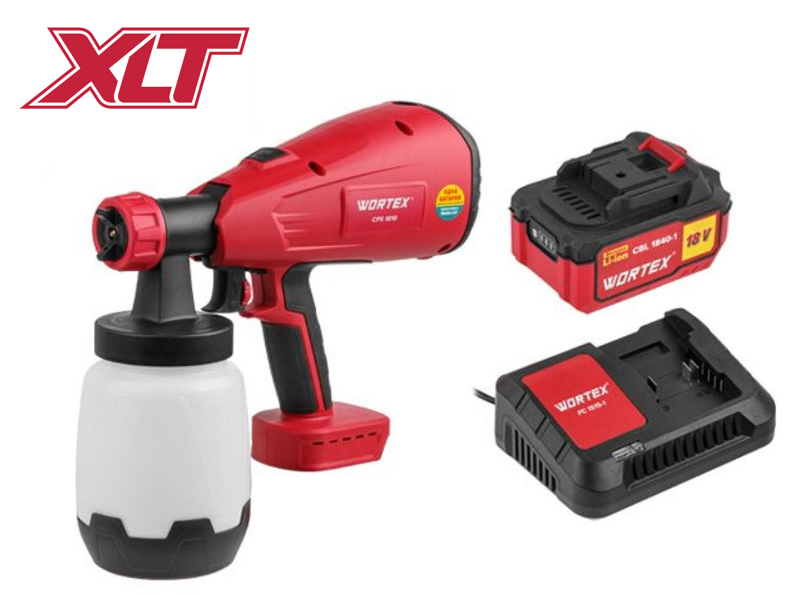 Аккум. краскораспылитель WORTEX CPS 1810 в кор. ALL1 XLT SET 18В, 1 акк., 4 Ач, 700 мл/мин, 1 л б Аккум. краскораспылитель WORTEX CPS 1810 в кор. ALL1 XLT SET 18В, 1 акк., 4 Ач, 700 мл/мин, 1 л б