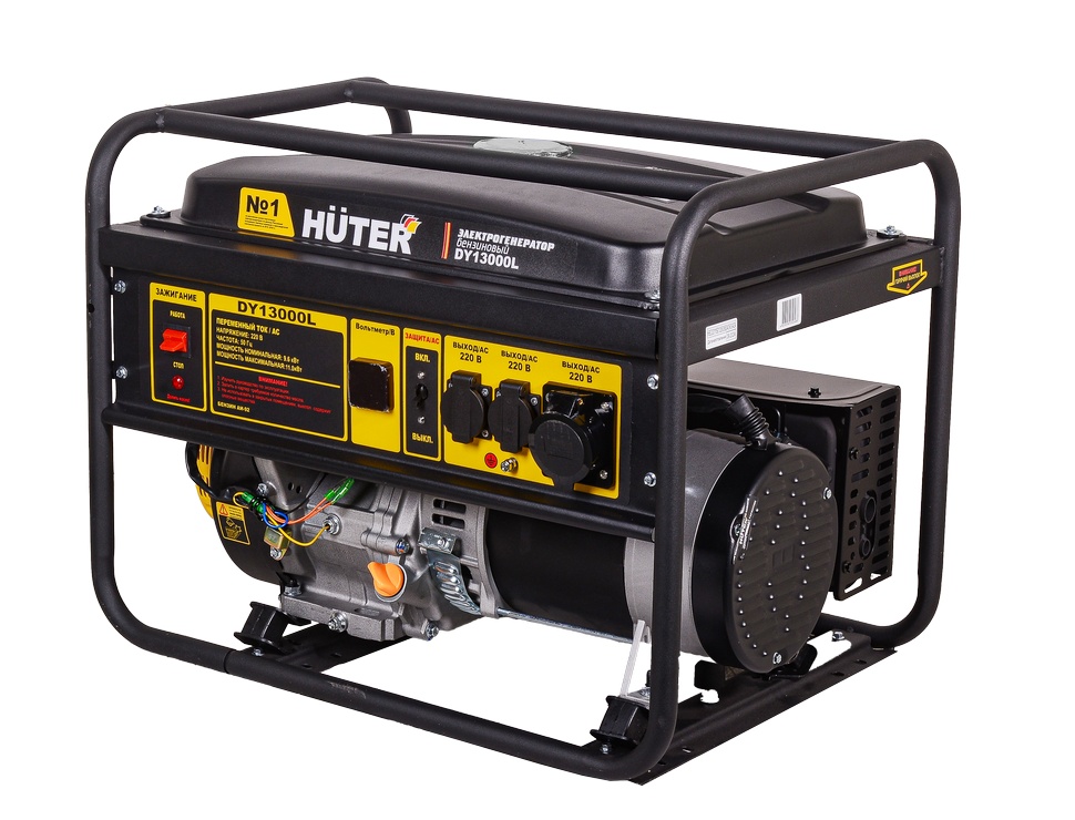 HUTER DY13000L, Электрогенератор DY13000L Huter, бензин АИ-92, 9,6 кВт, 220 В, бак – 25 л, 88 кг HUTER DY13000L, Электрогенератор DY13000L Huter, бензин АИ-92, 9,6 кВт, 220 В, бак – 25 л, 88 кг