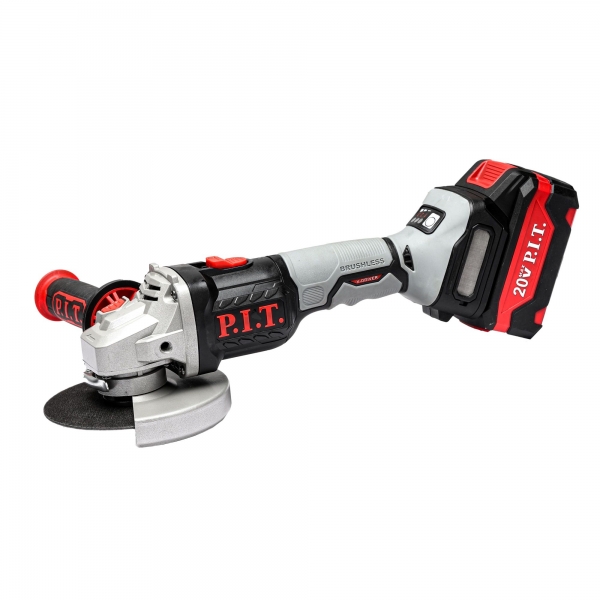 PIT PWS20H-125D/1, Шлифмашина угловая аккум. бесщёточная P.I.T., 20 В, 125 мм, 3 ск, 1 акб 4,0 Ач, ЗУ, кейс