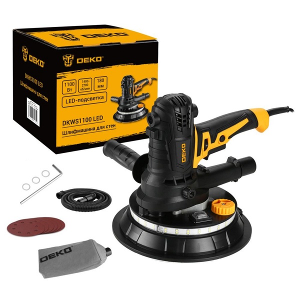 084-1090 Шлифовальная машина для стен и потолков Deko DKWS1100 LED 084-1090 Шлифовальная машина для стен и потолков Deko DKWS1100 LED