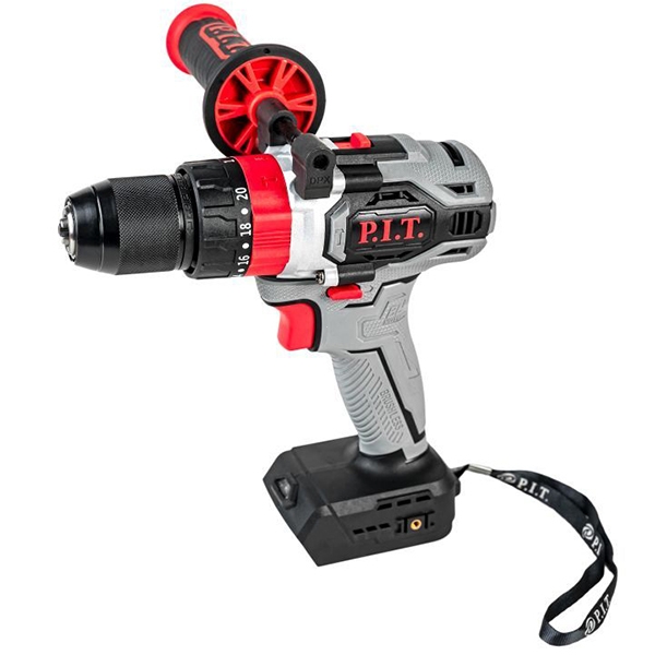 P.I.T. PSB20H-13B (без ЗУ и АКБ), Дрель ударная бесщеточная аккумуляторная, li-ion, 20 B., 75Hм.,метал.патрон 1,5-13мм.,0-450/0-1850 об/мин. Без АКБ и ЗУ. - фото1