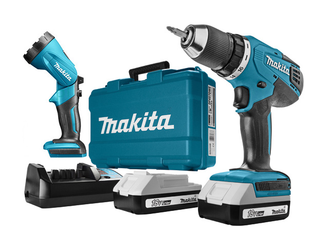 Makita DF457DWLE, Аккумуляторная дрель-шуруповерт и фонарь, 18.0 В/1.5 А/ч Li-Ion, 42 Нм, 2 АКБ, кейс (Makita DF 457 DWLE) - фото1 Makita DF457DWLE, Аккумуляторная дрель-шуруповерт и фонарь, 18.0 В/1.5 А/ч Li-Ion, 42 Нм, 2 АКБ, кейс (Makita DF 457 DWLE) - фото1