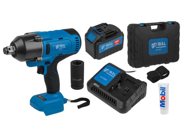 Аккум. ударный гайковерт BULL SC 1801 в чем. XLTpro БЕСЩЕТ., 18 В, 1000 Н*м, 3/4", 1х6 А*ч, з/у 4 А