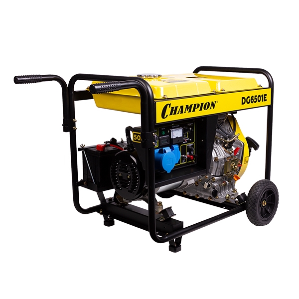 CHAMPION DG6501E, Генератор дизельный 5/5,5кВт, 8,9лс 12,5л 12V, эл.стартер, колеса, счетчик - фото1 CHAMPION DG6501E, Генератор дизельный 5/5,5кВт, 8,9лс 12,5л 12V, эл.стартер, колеса, счетчик - фото1