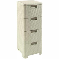 Комод 4 STYLE RATTAN DRAWER X 4 - OWH885, кремовый, пластик