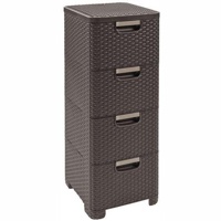 Комод 4 STYLE RATTAN DRAWER X 4 - DBR210, темно -коричневый, пластик