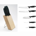 Fiskars Essential 1023782, Набор ножей 5 шт с деревянным блоком