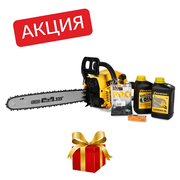 Champion A 254-18, Бензиновая цепная пила, 2,5 кВт, 18"/400 мм, 12500 об/мин - фото1