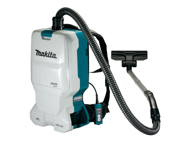 Makita DVC660Z, Пылесос ак б\щет,36В,д\2-х ак 18В,Li-ion, 2000л\м,110 мбар, 6л,5,6кг, 3 скорости 25/45/90W,, al. телескопичесткая трубка кор,б\акк и з\у,ранцевый
