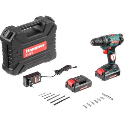 Hammer Flex ACD140Li, Дрель-шуруповерт аккумуляторная, 14,4В 2x1.5Ач Li-ion, 0-350/0-1250об/мин, 31Нм, кейс, 2 АКБ - фото1