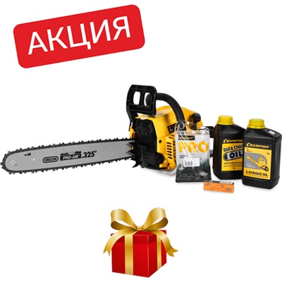 Champion A 254-18, Бензиновая цепная пила, 2,5 кВт, 18"/400 мм, 12500 об/мин - фото1