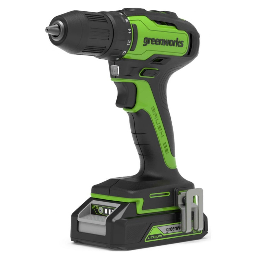 Greenworks GD24DD35K2 (3704007UA), Дрель-шуруповерт аккумуляторная Арт. 3704007UA, 24V, c 1хАКБ 2 Ач и ЗУ в кейсе - фото1 Greenworks GD24DD35K2 (3704007UA), Дрель-шуруповерт аккумуляторная Арт. 3704007UA, 24V, c 1хАКБ 2 Ач и ЗУ в кейсе - фото1