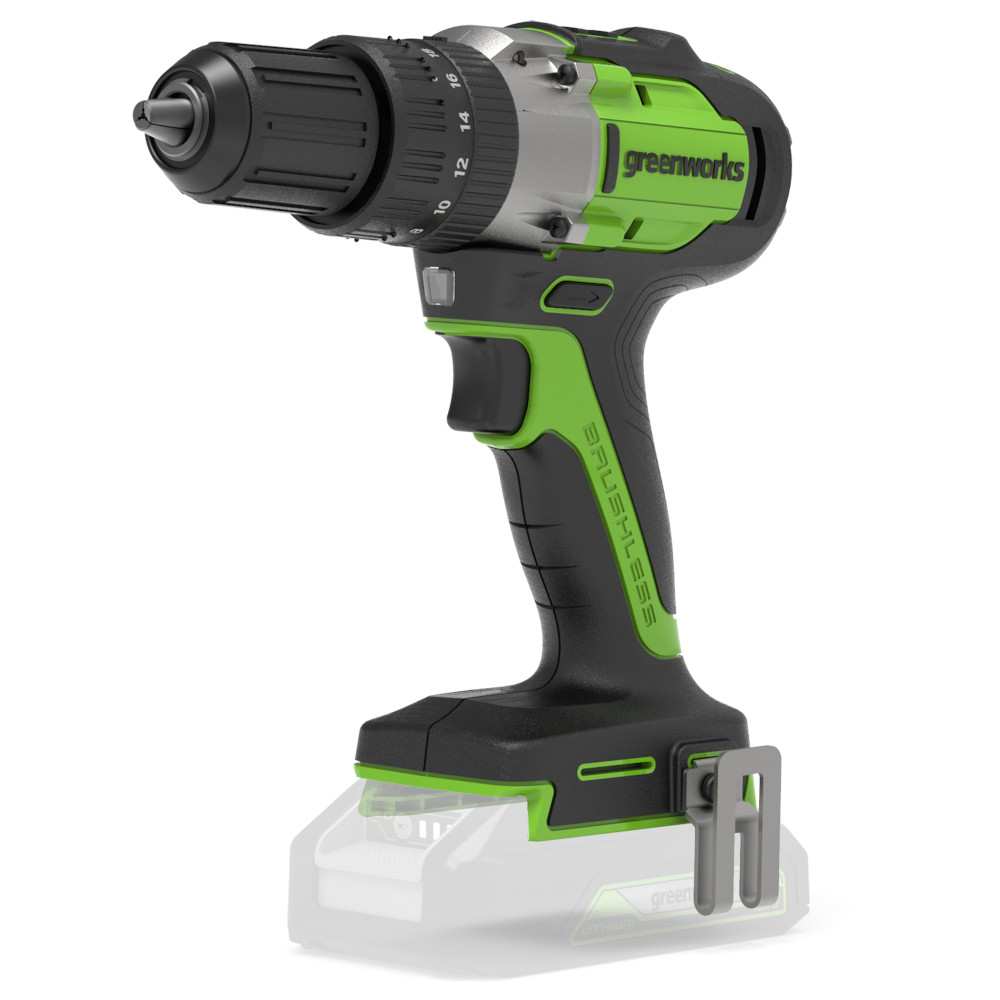 Greenworks GD24DD60 (3704107), Дрель-шуруповерт ударная аккумуляторная Арт. 3704107, 24V, бесщеточная, без АКБ и ЗУ