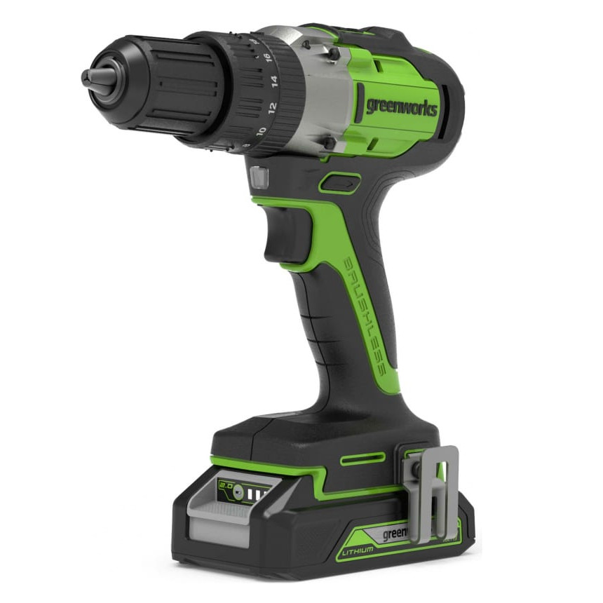 Greenworks GD24DD60K2 (3704107UA), Дрель-шуруповерт аккумуляторная Арт. 3704107UA, 24V, c 1хАКБ 2 Ач и ЗУ в кейсе