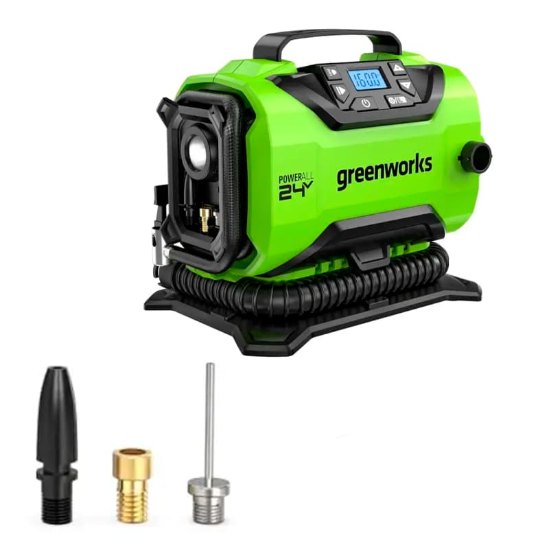 Компрессор автомобильный аккумуляторный Greenworks ACG301 3400807 24V/12V (от сети автомобиля), без АКБ и ЗУ