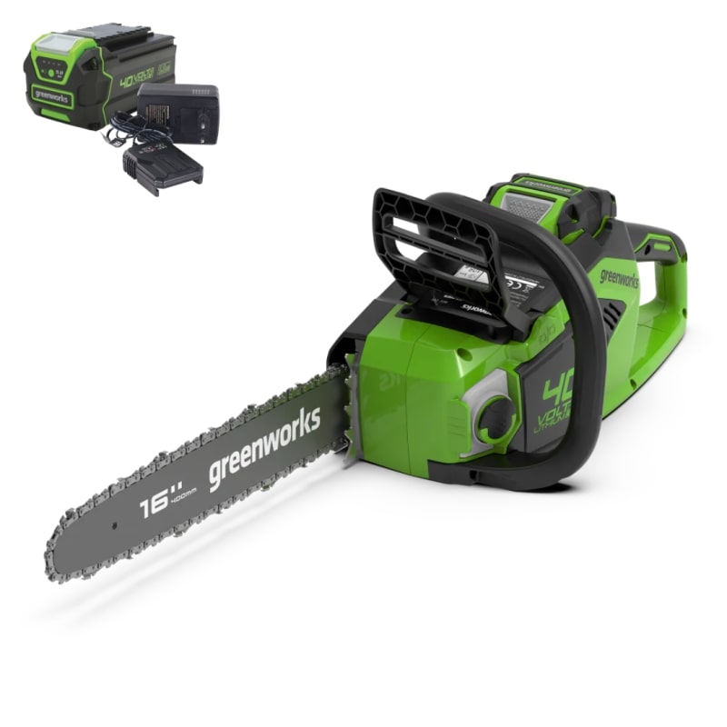 Цепная пила аккумуляторная Greenworks 40V GD40CS18 (с 1хАКБ 5Ач и ЗУ) 40 см, 2005807UG