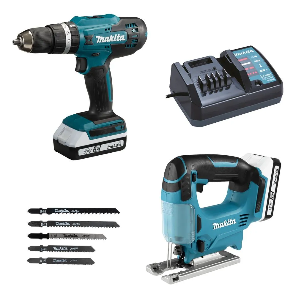 Аккум. дрель-шуруповерт Makita HP488D + аккум. лобзик Makita JV183D (в комплекте 2 акум. 1,5А/ч + зарядное+сумка)