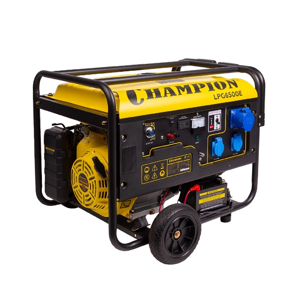 CHAMPION LPG6500E, Генератор, бензин+газ 5/5,5 кВт, 16 л.с., 25 л, 12 В, эл.стартер, счетчик колеса - фото1 CHAMPION LPG6500E, Генератор, бензин+газ 5/5,5 кВт, 16 л.с., 25 л, 12 В, эл.стартер, счетчик колеса - фото1