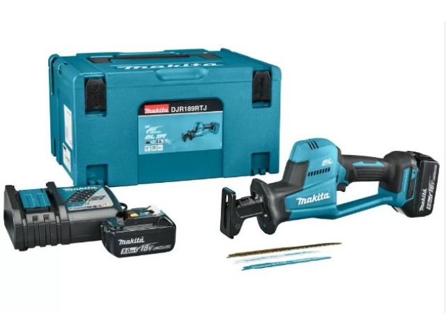 Makita DJR189RTJ, Сабельная пила  DJR189RTJ аккумуляторная (18V / 2*5,0 Ah / BL / Makpac)