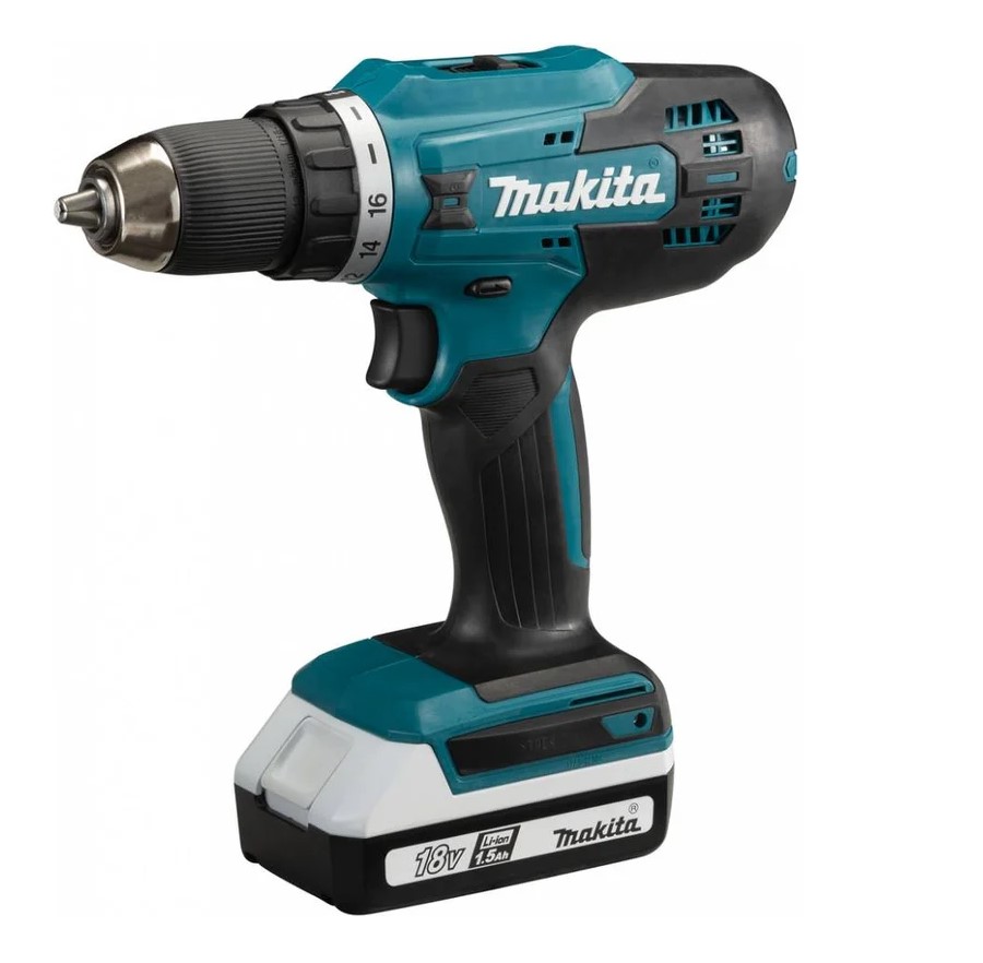 Makita DF488D002, Аккум. шуруповерт MAKITA DF488D002 в кейсе (18.0 В, 2 акк., 1.5 А/ч Li-Ion, 2 скор., 42 Нм, шурупы до 13 мм)