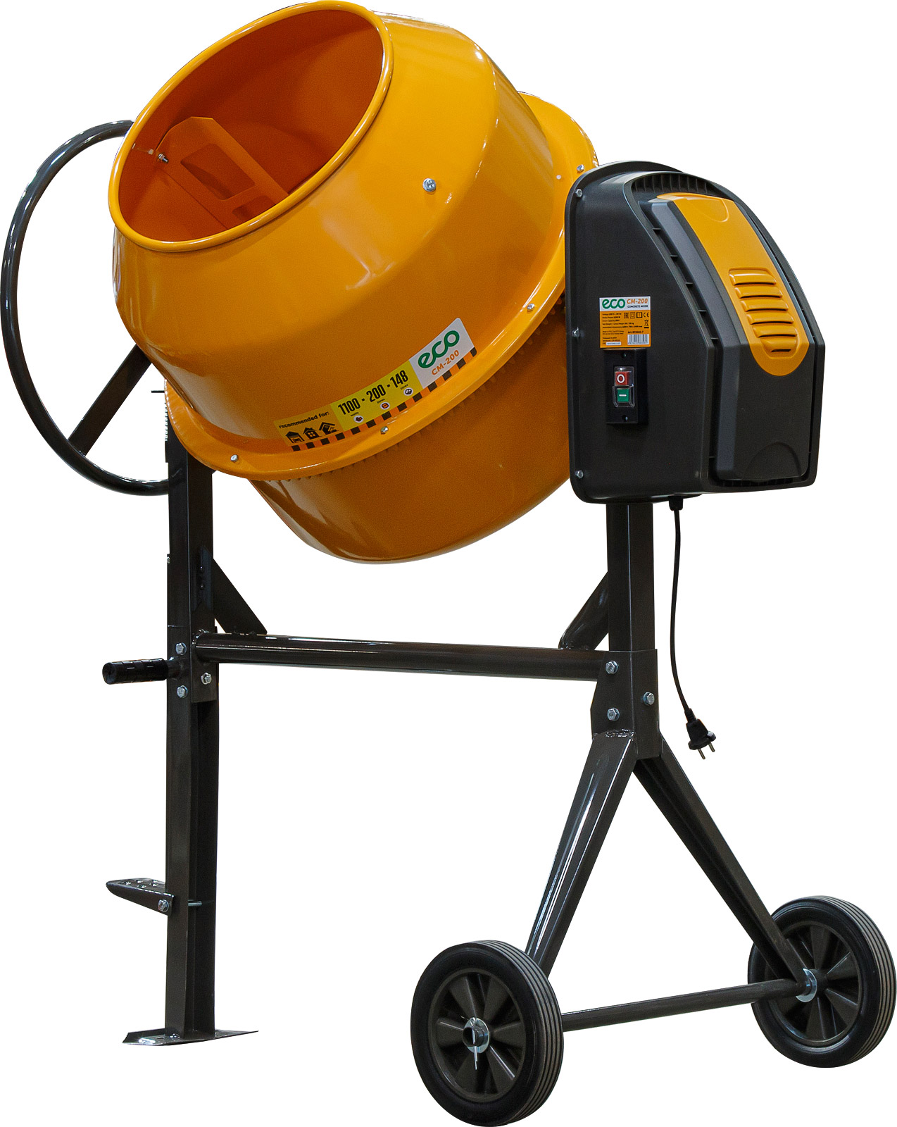Бетоносмеситель ECO CM-200 (объём 200/148 л, 1100 Вт, 230 В, вес 52,9 кг)