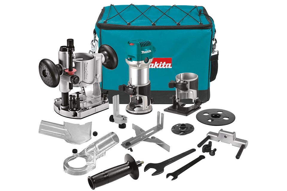 Makita RT0702CX2, Фрезер кромочный  RT0702CX2  (710 Вт / D8 мм / 3 базы / Сумка)