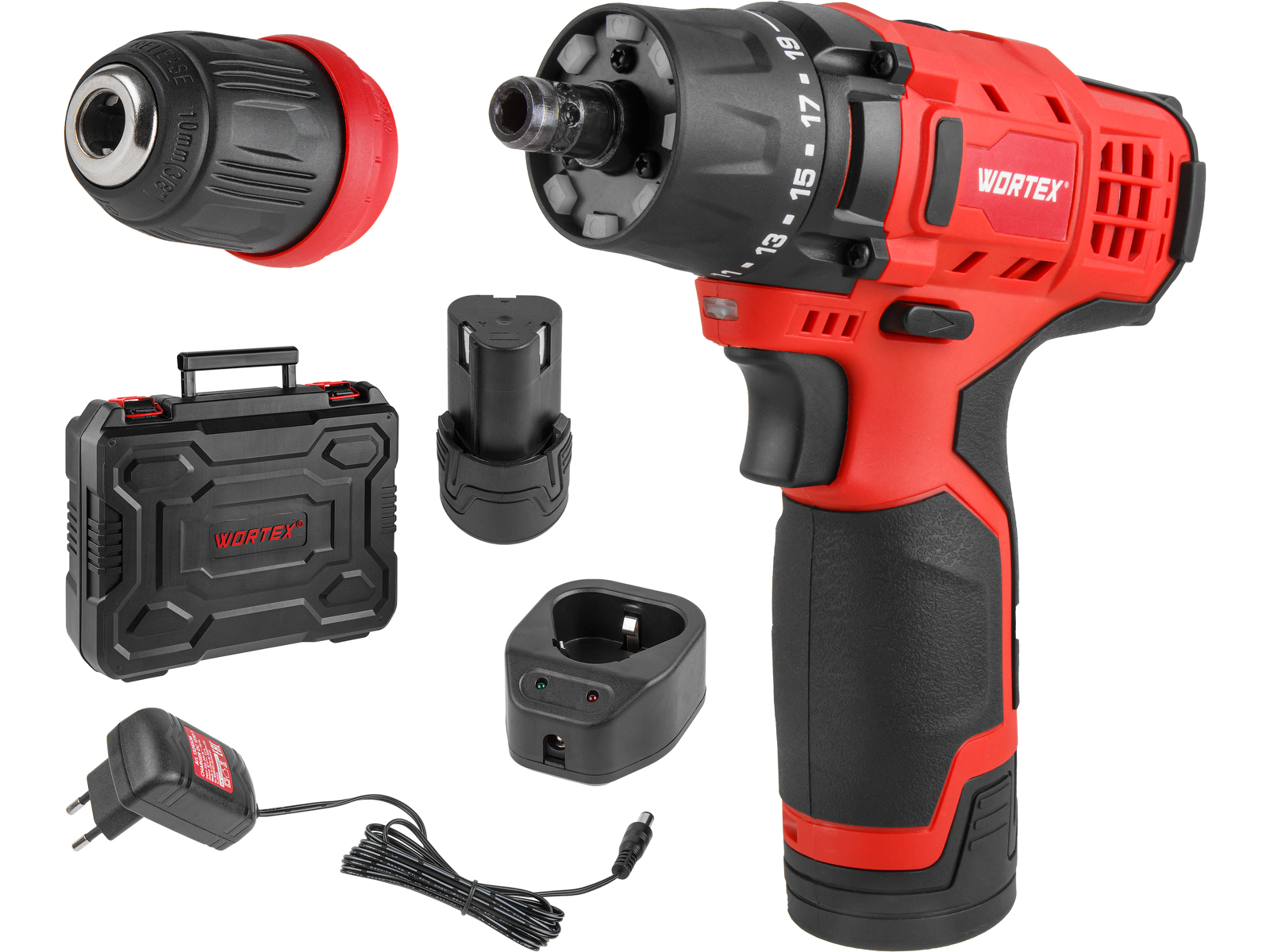 Аккум. дрель-шуруповерт WORTEX BD 1215 LiSET в чем. 12 В, 30 Н*м, 2х1.5 А*ч, БЗП 10 мм - фото1 Аккум. дрель-шуруповерт WORTEX BD 1215 LiSET в чем. 12 В, 30 Н*м, 2х1.5 А*ч, БЗП 10 мм - фото1