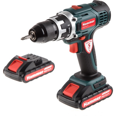 HAMMER ACD183Li 2.0 PREMIUM, Дрель-шуруповерт аккумуляторный, 18В/2.0Ач LiION, 13мм, 0-400/0-1500об/мин, 55Нм, 2 акб, кейс - фото2