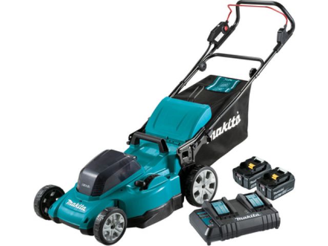 Makita DLM480CT2, Газонокосилка DLM480CT2 аккумуляторная (36V / 2*5.0 Ah / DC18SH / 48 см)