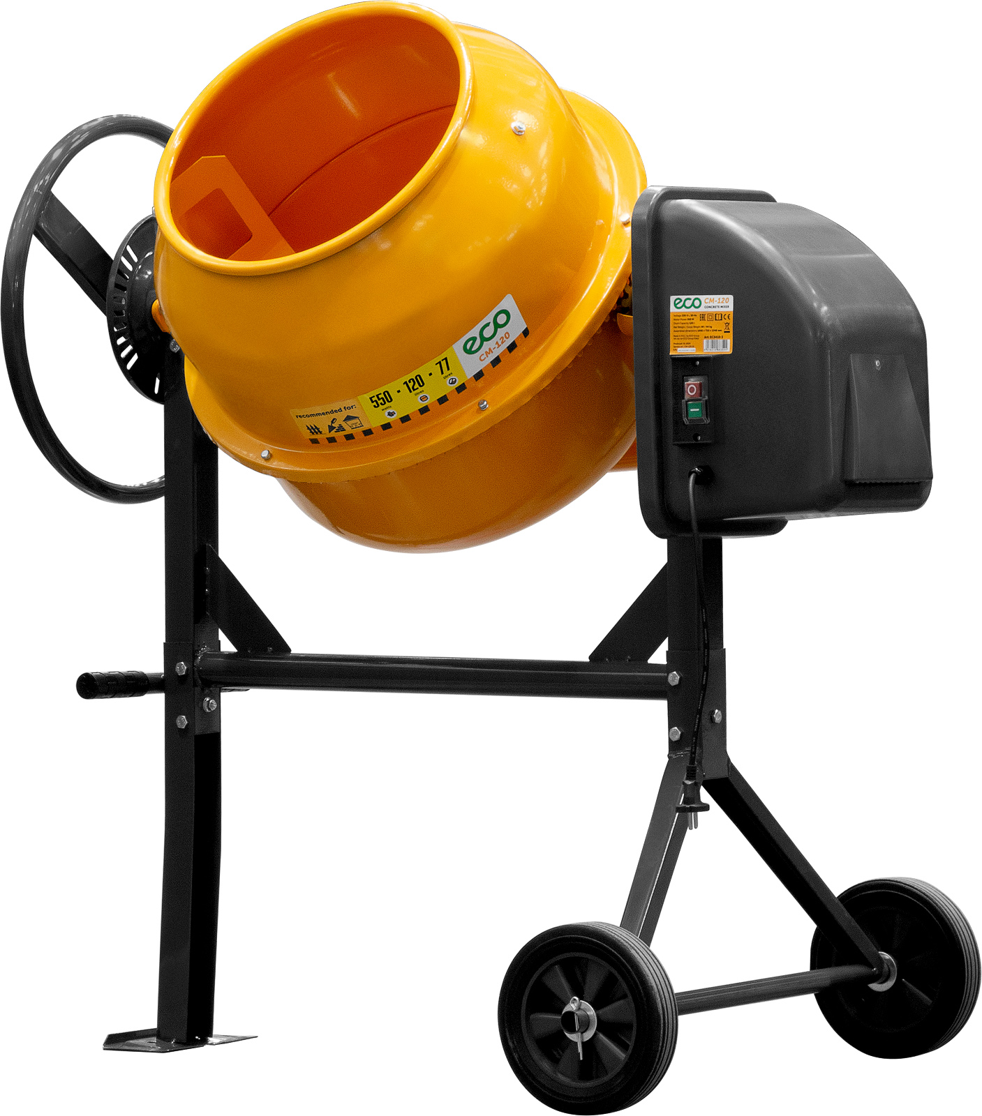 Бетоносмеситель ECO CM-120 (объём 120/77 л, 550 Вт, 230 В, вес 39 кг)
