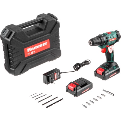 Hammer Flex ACD180Li, Дрель-шуруповерт аккум., 18В/1,5 Ач Li-Ion, 35 Нм, кейс, 2 АКБ - фото1