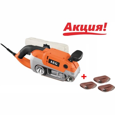 AEG HBS 1000 E, Ленточная шлифмашина, кейс, шлифленты, арт 16925 - фото1