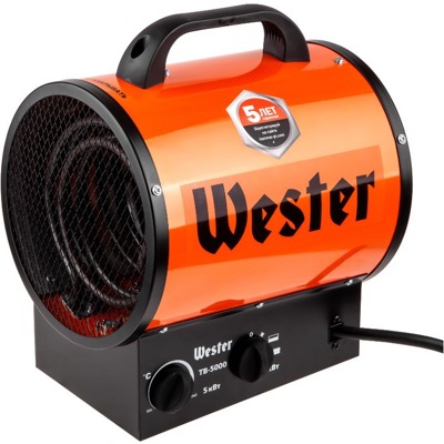 Wester TB-5000, Тепловентилятор электрический, 5кВт; 220 B; 400м.куб/ч;78 град; 45м2; 4.8кг - фото1 Wester TB-5000, Тепловентилятор электрический, 5кВт; 220 B; 400м.куб/ч;78 град; 45м2; 4.8кг - фото1