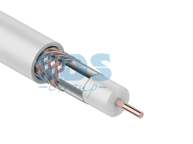 Кабель RG-6U+Cu (75 Ом), Cu/Al/Cu 48 % (бухта 100 м) белый PROconnect - фото1