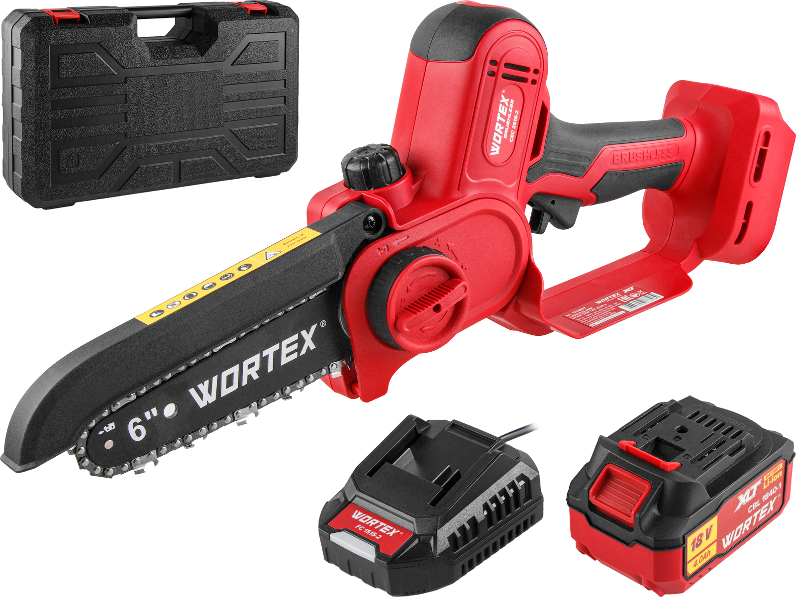 Аккум. мини-пила WORTEX CEC 2518-2 в чем. ALL1 XLT SET БЕСЩЕТ., 18 В, 15 см