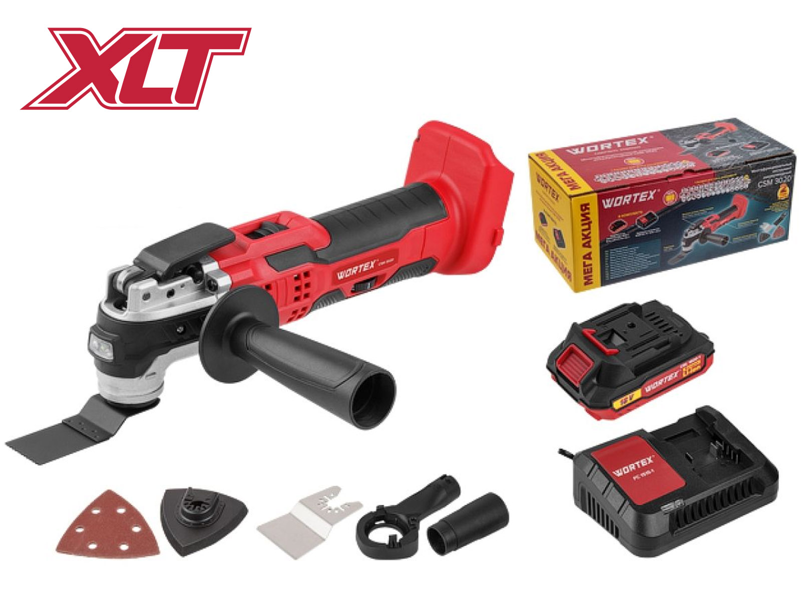 Аккум. многофункциональный инструмент (реноватор) WORTEX CSM 3020 в кор. ALL1 XLT + аксесс. SET Аккум. многофункциональный инструмент (реноватор) WORTEX CSM 3020 в кор. ALL1 XLT + аксесс. SET
