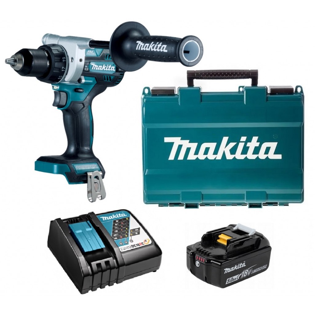 Makita DDF486RT, Дрель-шуруповерт аккум. LXT BL 18В, 13мм, 130/65Нм (1x5.0Ач, з/у)