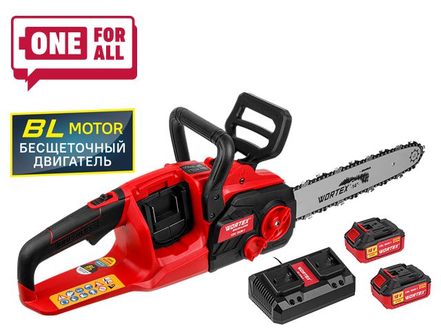 Аккум. пила цепная WORTEX CEC 3536-1 шина 35 см (14"), 3/8" LP, 1.3 мм  с акб и зу ALL1 XLT SET
