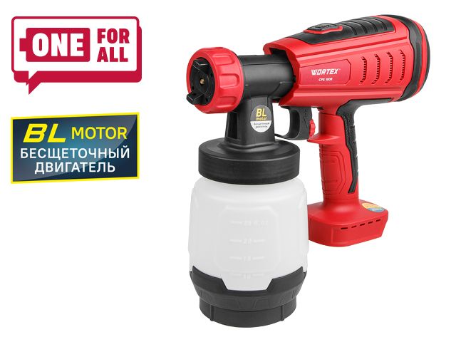 Аккум. краскораспылитель WORTEX CPS 1808 в кор. ALL1 XLT SOLO БЕСЩЁТ.ДВИГ., 18В, 1000 мл/мин, 0.8 л
