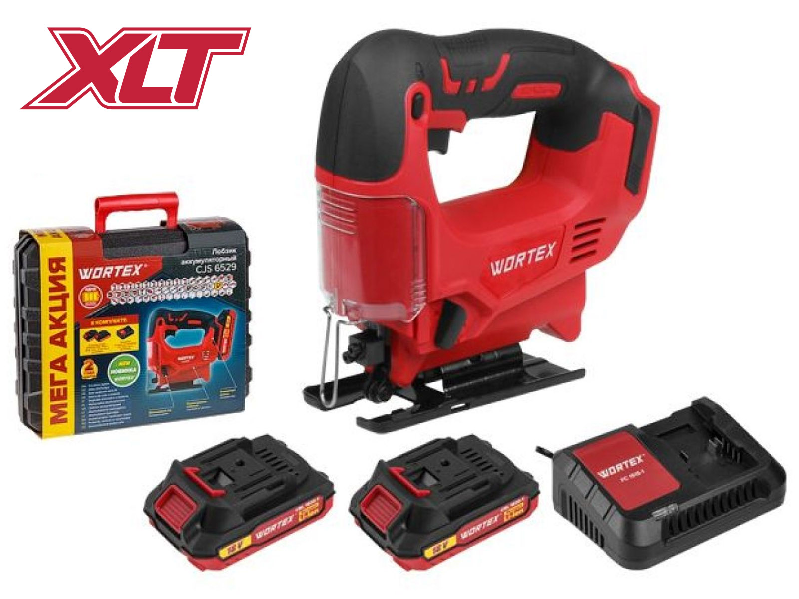 Аккум. лобзик WORTEX CJS 6529 в чем. ALL1 XLT SET 18 В, 0-2900 об/мин, 65 мм, 2х2 А*ч Аккум. лобзик WORTEX CJS 6529 в чем. ALL1 XLT SET 18 В, 0-2900 об/мин, 65 мм, 2х2 А*ч