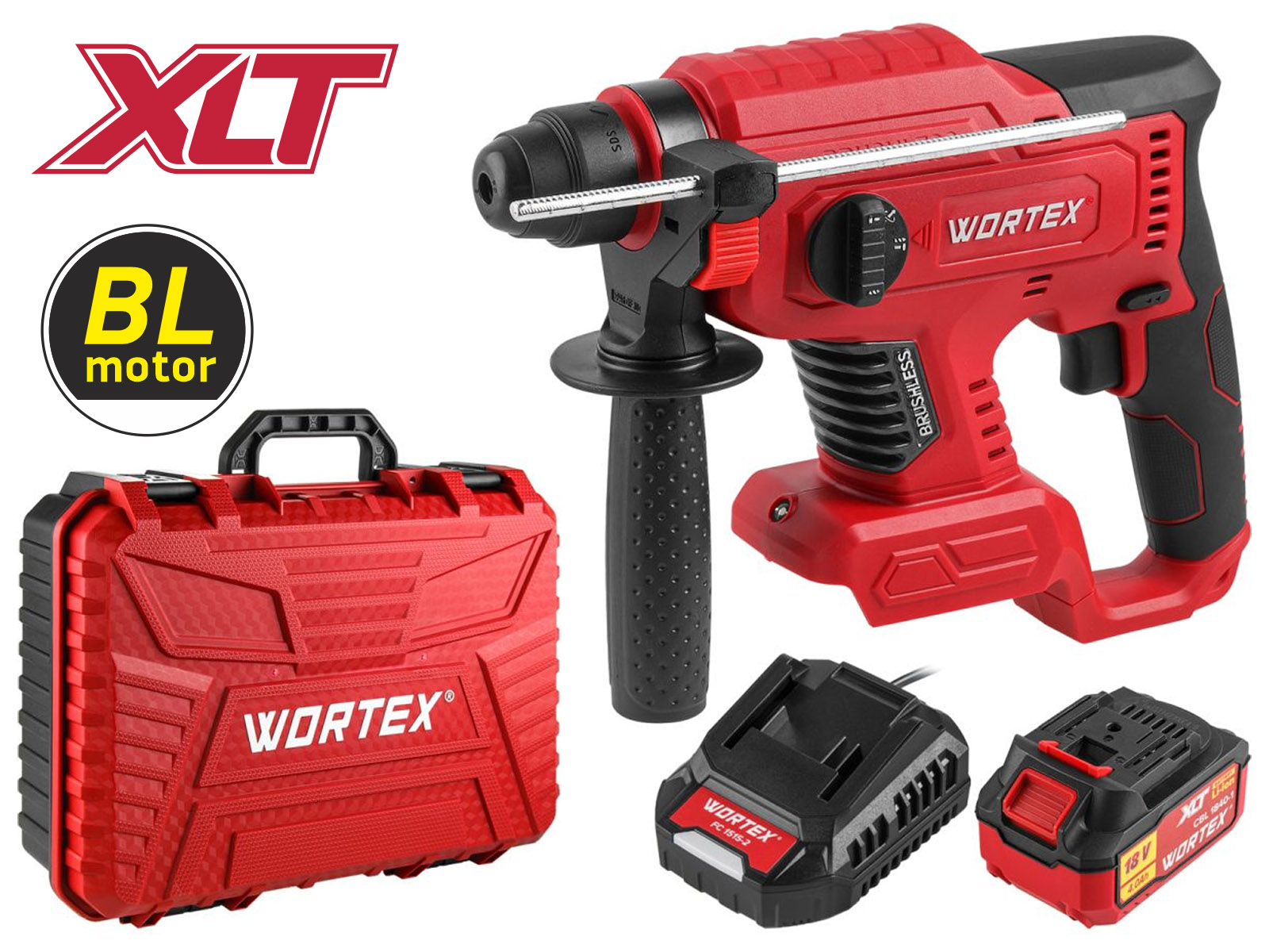 Аккум. перфоратор WORTEX CRH 1820-2 в чем. ALL1 XLT SET БЕСЩЕТ., 18 В, 2.2 Дж, 20 мм, 1х4 А*ч Аккум. перфоратор WORTEX CRH 1820-2 в чем. ALL1 XLT SET БЕСЩЕТ., 18 В, 2.2 Дж, 20 мм, 1х4 А*ч