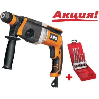 AEG KH 28 Super XE, Перфоратор 3-х режимный, SDS-plus, 1010 Вт, 3,1 Дж, кейс, набор буров (7 шт)  - фото1