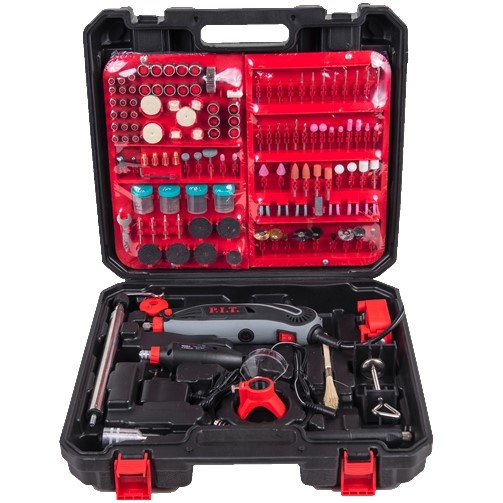 P.I.T. PMG200-C1, Гравер электрический, 150Вт, 12в, цанга 3,2., 10 000-33 000 об/мин., 350 предметов, гибк вал - фото1