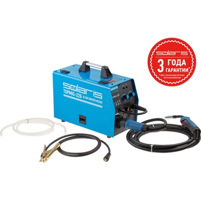 Solaris TOPMIG-226 (TOPMIG-226WG5) (TOPMIG-226WG5) Полуавтомат сварочный MIG/MAG/FLUX, с горелкой 5м 220В, евроразъем,смена полярности - фото1