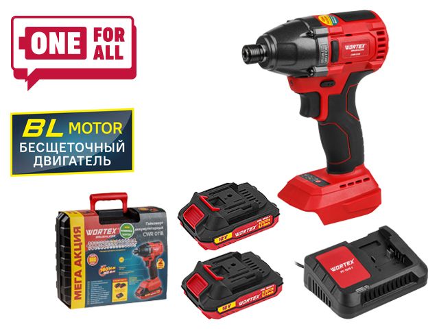 Аккум. ударный гайковерт/винтоверт WORTEX CWR 0118 в чем. ALL1 XLT SET БЕСЩЕТ., 18 В, 160 Н*м