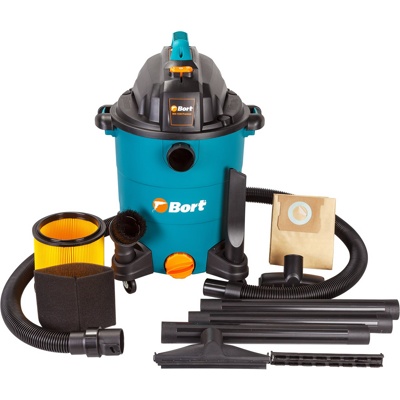 Bort BSS-1530-Premium, Пылесос строительный, 1500 Вт, 30л, розетка инструмента, выдув, 5,6 кг - фото1